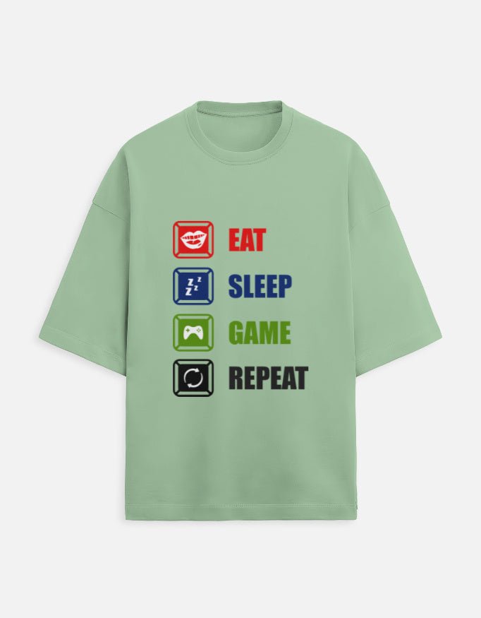 Eat Sleep Game Repeat Unisex Oversized Tee - WitWear.in - 