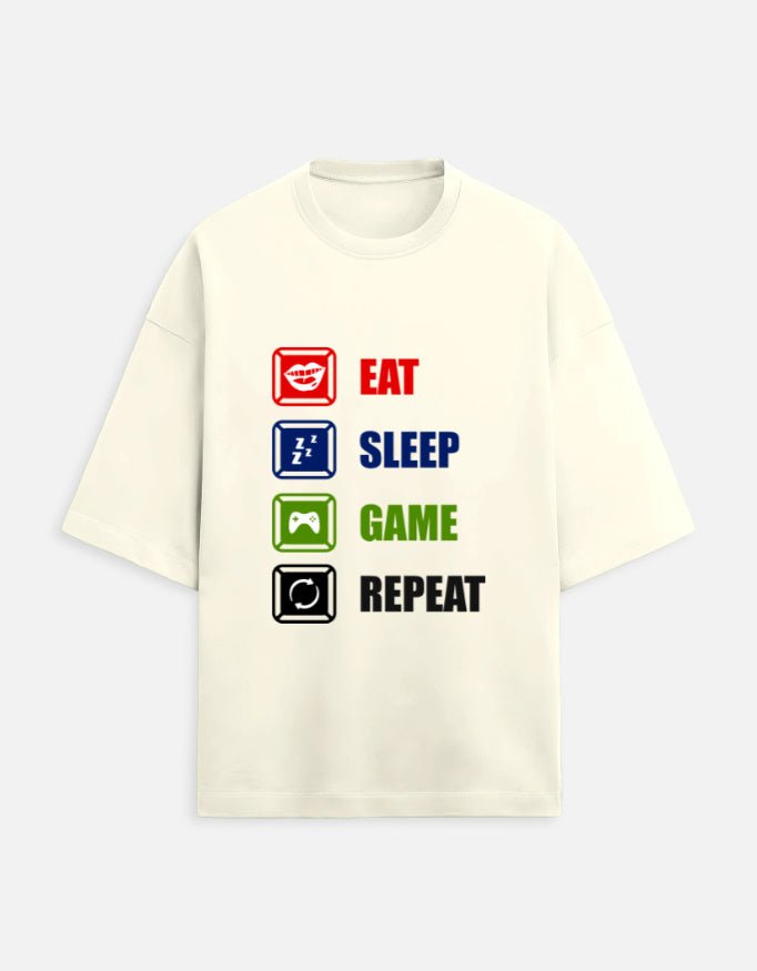 Eat Sleep Game Repeat Unisex Oversized Tee - WitWear.in - 