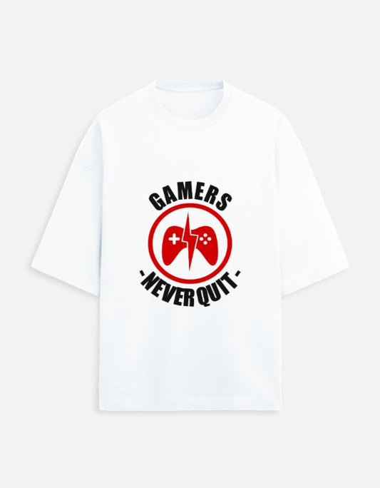 Gamers Never Quit Unisex Oversized Tee - WitWear.in - 