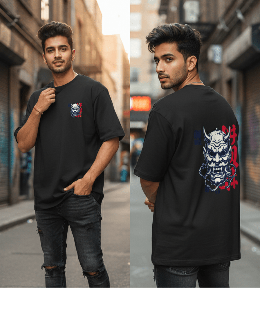 Oni Mask Unisex Oversized T-Shirt - WitWear.in - 